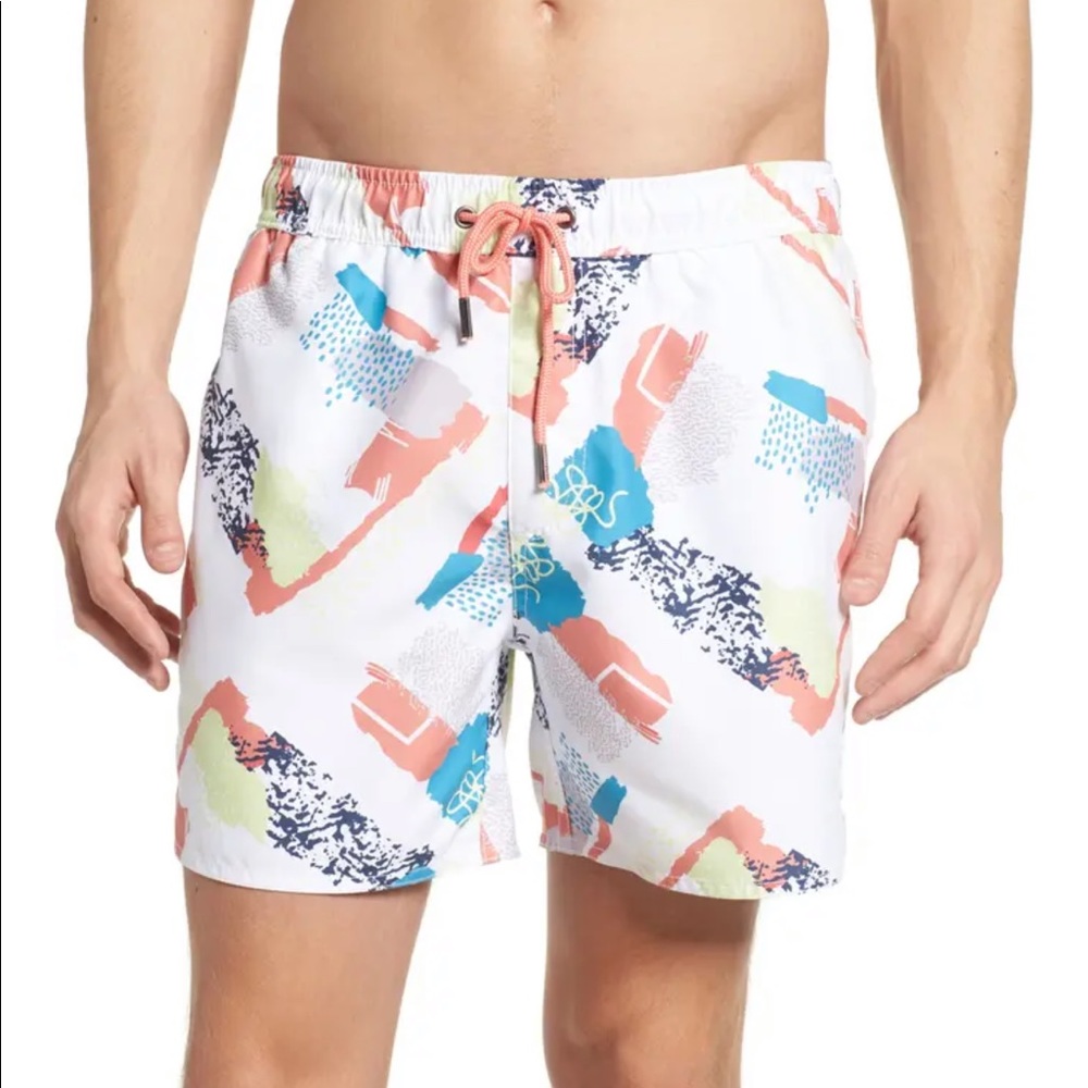 Nordstrom Native Youth lined swim trunks pockets
